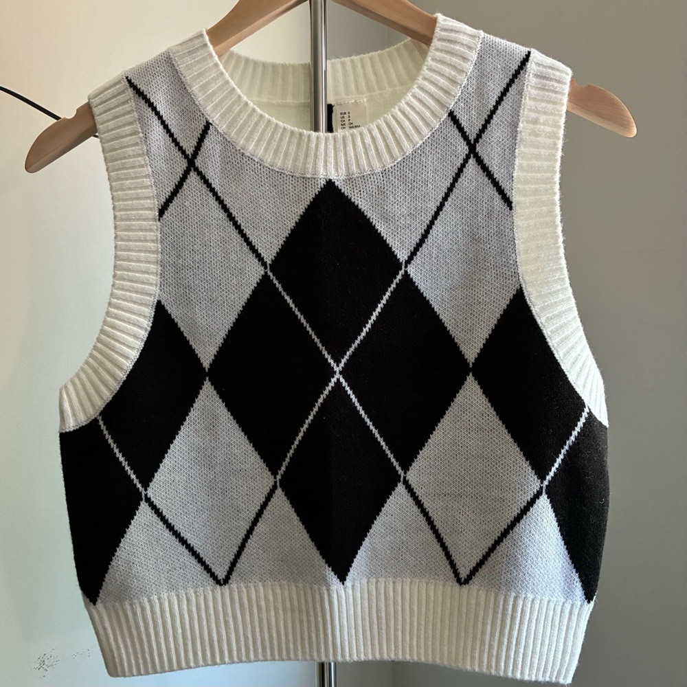 White and Black Knit Sweater